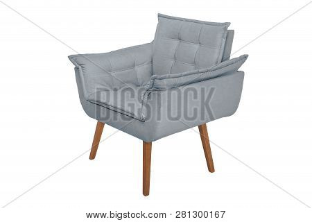 Fabric And Wood Armchair Modern Designer