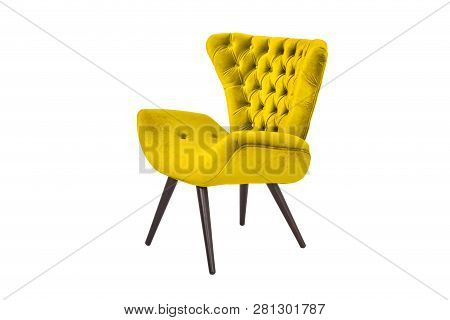 Color Fabric And Wood Armchair Modern Designer