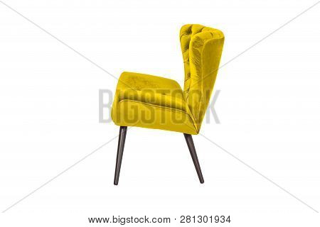 Color Fabric And Wood Armchair Modern Designer