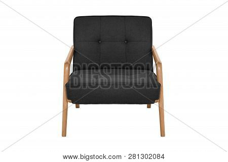 Black Fabric And Wood Armchair Modern Designer
