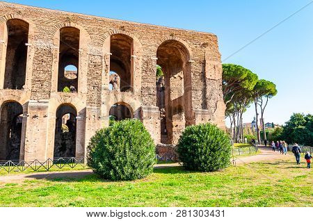 Rome, Italy - November 17, 2018: The Domus Severiana Is The Modern Name Given To The Final Extension