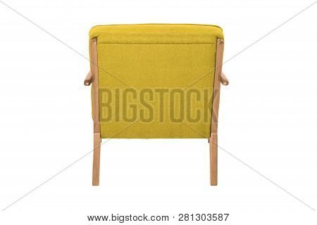 Yellow Fabric And Wood Armchair Modern Designer