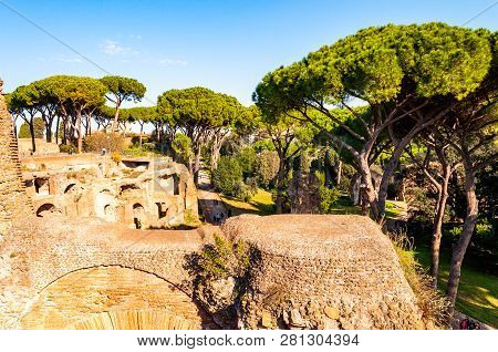 Rome, Italy - November 17, 2018: The Domus Severiana Is The Modern Name Given To The Final Extension
