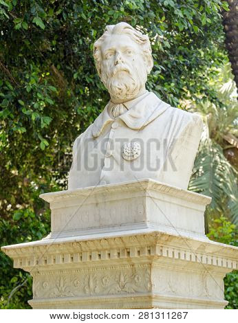 Monument Bust Of The Sicilian Revolutionary And Organiser Francesco Riso On Public Display For Over 