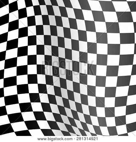 Realistic Detailed 3d Racing Wavy Flag Background. Vector
