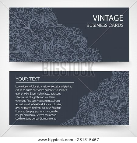 Set Of Old Middle Ages Flyer Pages Ornament Illustration Concept. Vintage Art Traditional, Islam, Ar
