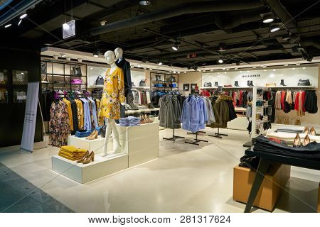 DUSSELDORF, GERMANY - CIRCA OCTOBER, 2018: Hallhuber clothing shop in Dusseldorf airport.