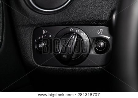 Novosibirsk, Russia - January 30, 2019:  Ford Mondeo,   Close-up Of The Side Door Buttons. Photograp