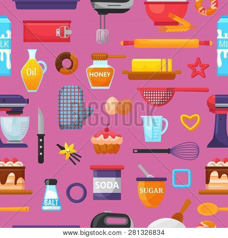 Baking Vector Kitchenware And Food Bakery Ingredients For Cake Illustration Caking Set Of Cooking Cu