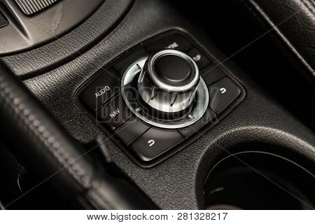 Novosibirsk, Russia - January 30, 2019:  Mazda Cx-5, Close-up Of The Dashboard And Buttons . Photogr