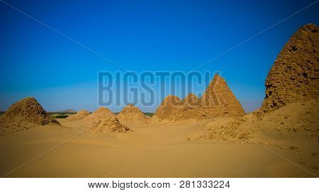 Nuri Pyramids In Desert In Napata , Karima Region , Sudan