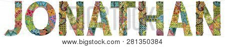 Male Name Jonathan. Vector Decorative Zentangle Object
