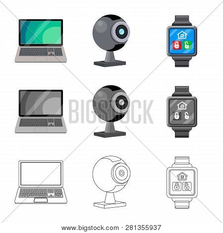 Isolated Object Of Laptop And Device Symbol. Set Of Laptop And Server Stock Vector Illustration.
