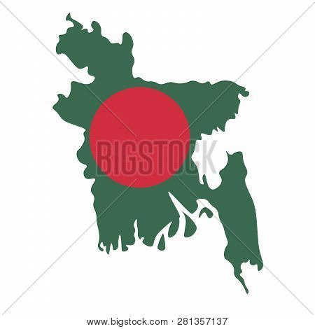 Map Of Bangladesh With Flag Inside. Bangladesh Map  Illustration