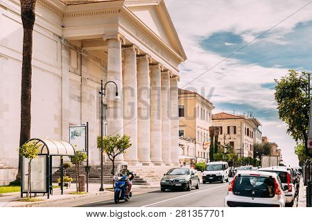 Terracina, Italy - October 16, 2018: Church Ss. Salvatore In Sunny Day