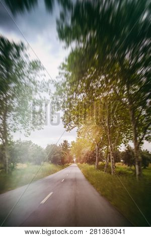 Countryside road view with motion blur