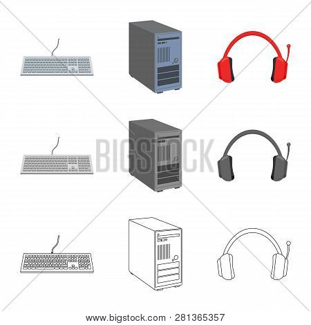Vector Design Of Laptop And Device Symbol. Set Of Laptop And Server Stock Symbol For Web.