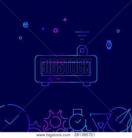 Projector Alarm Clock Vector Line Icon. Electronic Digital Clock Gradient Symbol, Pictogram, Sign. D