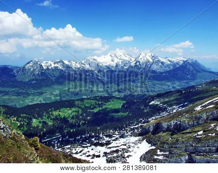 Panoramic Views Of The Alpine Peak Zuestoll In The Churfirsten Mountain Range - Canton Of St. Gallen