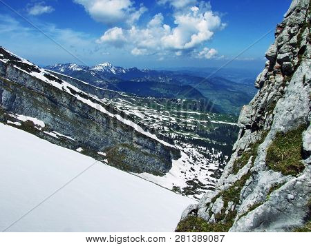 Panoramic Views Of The Alpine Peak Zuestoll In The Churfirsten Mountain Range - Canton Of St. Gallen