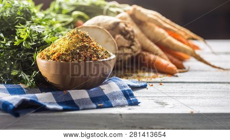 Seasoning Spices Condiment Vegeta From Dehydrated Carrot Parsley Celery Parsnips And Salt With Or Wi