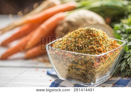 Seasoning Spices Condiment Vegeta From Dehydrated Carrot Parsley Celery Parsnips And Salt With Or Wi