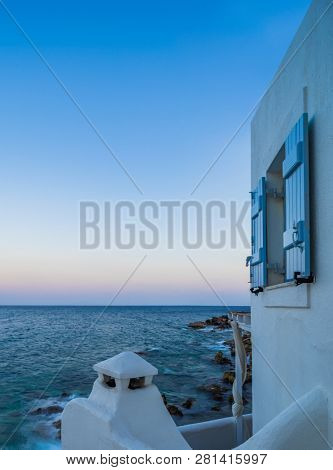 Piso Livadi beach on Paros Greece island at sunrise