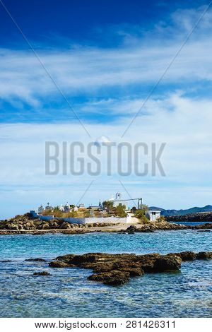Agios Fokas Region Of Monemvasia. Greek Coastline With Small Cemetery On Sea Shore, Maleas Peninsula