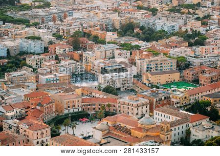 Terracina, Italy. Cityscape With Church Ss Salvatore