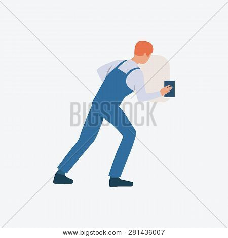 Stucco Worker In Uniform. Building, Flat, Repairmen. Can Be Used For Topics Like Professional, Worki