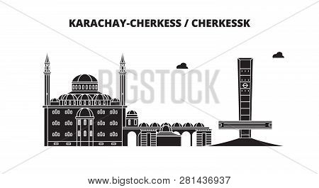 Russia, Karachay-cherkess, Cherkessk. City Skyline: Architecture, Buildings, Streets, Silhouette, La