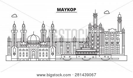 Russia, Maykop. City Skyline: Architecture, Buildings, Streets, Silhouette, Landscape, Panorama, Lan