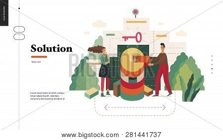 Technology 2 - Solution - Modern Flat Vector Concept Digital Illustration Problem Solution Metaphor,