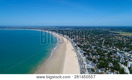 Aerial View Of La Baule Escoublac Beach In Loire Atlantique, France