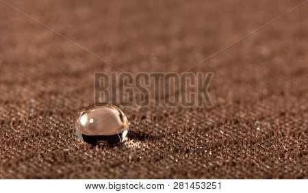 Water Droplets On Moisture Resistant Fabric Close Up