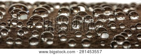 Water Droplets On Moisture Resistant Fabric Close Up