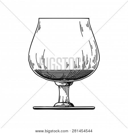 Snifter With Cognac. Vector Illustration On White Background.