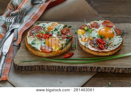 Sandwich With Egg And Tomato, Healthy Breakfst