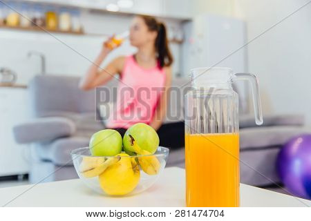 A Young Girl Adheres To The Rules Of Nutrition.