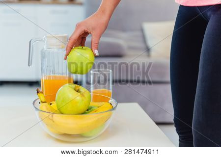 A Young Girl Adheres To The Rules Of Nutrition.