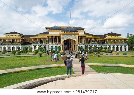 Medan, Indonesia - January 2019: Maimun Palace Or Maimoon Palace In Medan, North Sumatra, Indonesia.