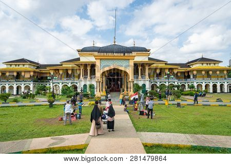 Medan, Indonesia - January 2019: Maimun Palace Or Maimoon Palace In Medan, North Sumatra, Indonesia.