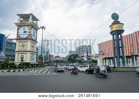 Medan, Indonesia - January 2018: Medan Street And Traffic In The Central Area In Medan, North Sumatr