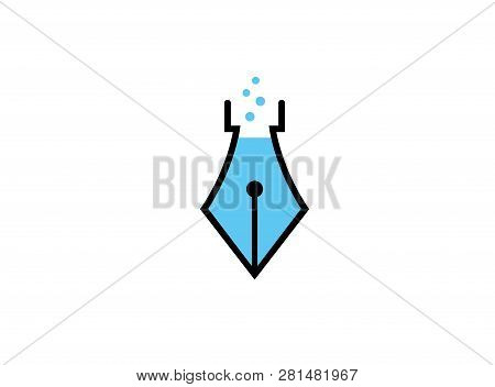 Pen Head With Ink Bubbles Inside It For Logo Design