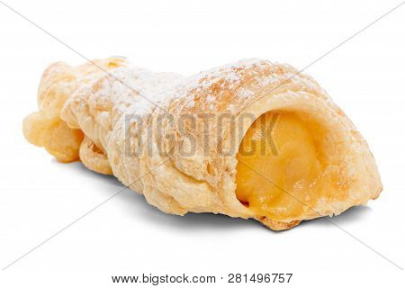 Caramujo Typical Portuguese Pastry, Isolated On White Background.