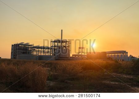 Construction Equipment. Business Construction. Construction Site On Sky Background.