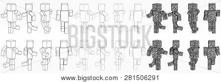 Running Cubic Character. 3d Style Simple Cubic Character Illustration.