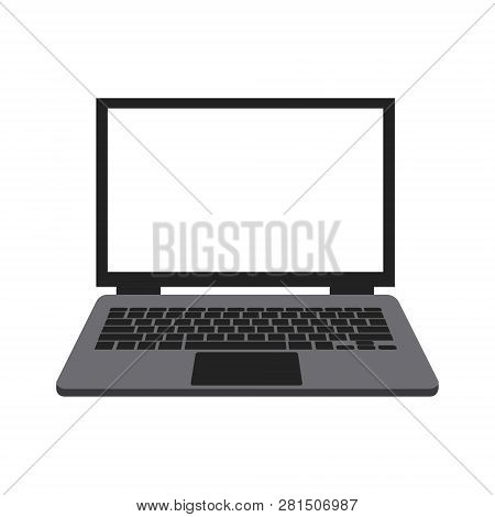 Black Laptop In White Background Drawing By Illustration- Vector