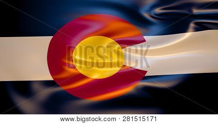 Colorado Flag In The Wind. 3d Illustration. Denver