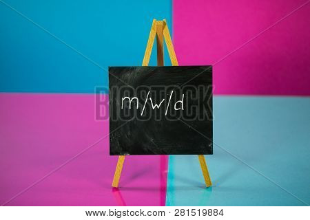 Male, Female, Divers, No Matter, The Main Thing Is Healthy, Chalkboard On Pink And Blue Background